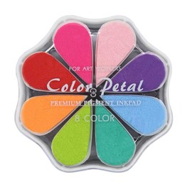 8 colores Craft Rainbow Finger Ink Pads sellos, pequeñas almohadillas de tinta de goma, almohadilla de opción de punto de pétalo, lavable, para hacer tarjetas, álbumes de recortes, pintura de niños, manualidades, álbum de diario de letras, álbum (1015)