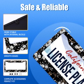 Beautiful Floral Pattern License Plate Frame Flowers License Plate Holder Stainless Steel Funny Car Accessoies Decoration for Men Women 12.3" x 6.3"