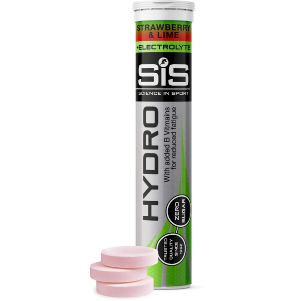Science In Sport Hydro Hydration Tablets, Gluten-Free, Zero Sugar, Strawberry and Lime Flavour Plus Electrolytes, 20 Effervescent Tablets