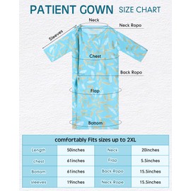 Geyoga 10 Pack Hospital Gown Costume for Women and Men Unisex Patient Medical Gown with Back Tie for Elderly, Labor and Delivery, Comfortably Fits Sizes up to 2XL, Blue
