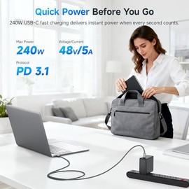 Cable Matters Paquete de 2 cables USB C de carga rápida de 240W - 6 pies, cable USBC a USBC, sin video, cable de carga rápida de 240W tipo C compatibl