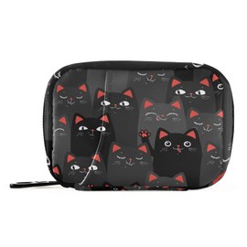 Naanle Black and Grey Cats Pill Box 7 Day Pill Case Travel Pill Organizer Bag with Zipper Portable Weekly Case Compact Size for Vitamin Supplement Holder