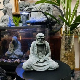 livelyfish Zen Aquarium Buddha Decorations, Buddha Statue for Home Decor, Meditation Stone Buddha Statue for Garden Fish Tank Sculpture, C