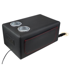 Donpida Upgrade Bench Seat Center Console with Cup Holder, Universal Center Console Organizer with USB, Truck Armrest Center Console with Side Pockets for Car and Van Back Bench Seat Storage Box