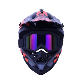 shamofeng Adult Dirt Bike Helmet Motorcycle Racing Street Bike Off-Road Mountain Bike BMX MX ATV Helmet with Cycling Glasses and Visor for Unisex-Adult