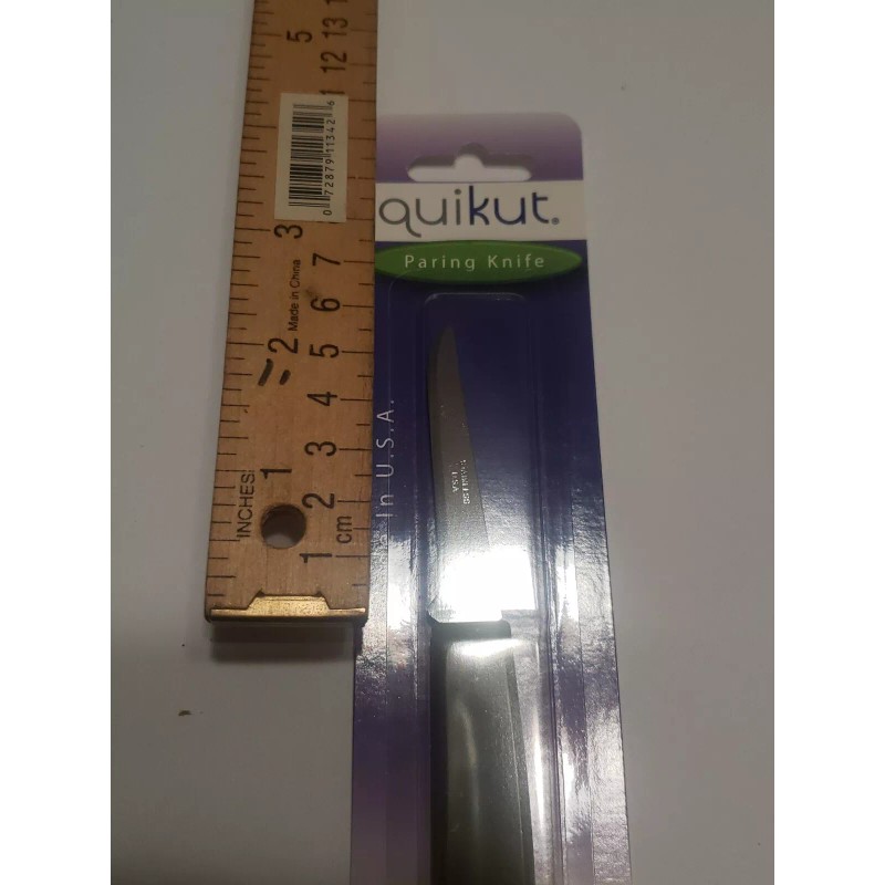 Pampered Chef Quikut Paring Knife Olive Green Handle 2.5" Blade