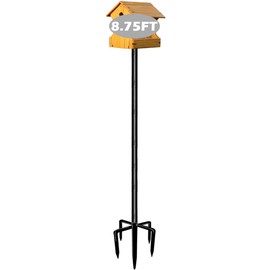Garbuildman 105 Inch Bird Feeder Pole Kit, Heavy Duty Bird House Pole Set with 5-Forked Base, Adjustable Universal Mounting Post Kit for Outdoors, Matte Black, 1 Pack