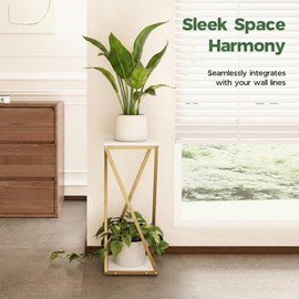 Tall Plant Stand Indoor Corner Plant Shelf Tiered Plant Stand Wood Plant Table Heavy Duty Flower Pot Stands Metal Plant Holder for Living Room Bedroom Hallway(GOLD)