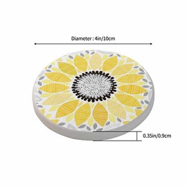 oFloral Gold Flower Coasters for Drinks Sunflower Nature Rustic Cups Place Mats for Home Decor Set of 2, 4 Inch