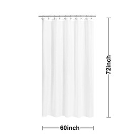 N&Y HOME Fabric Shower Curtain Liner 60 x 72 inches Bath Stall Size, Hotel Quality, Washable, Water Repellent, White Bathroom Curtains with Grommets, 60x72