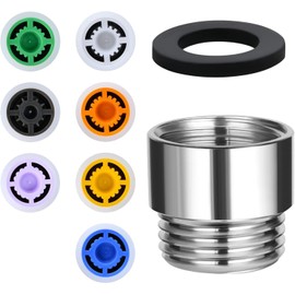 Shower Flow Reducer Limiter Set, Shower Flow Restrictor,Water Saver Tap Filter, 1 Pcs Water Saving Shower Head & 7 Different Flows(4-12L/min), Universal Faucet Aerator Replacement Parts