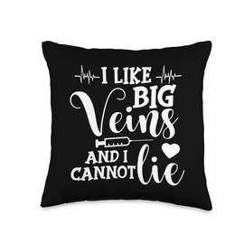Addictive Designs Medical Merch I Like Big Veins and I Cannot Lie Dialysis Tech Nurse Doctor Throw Pillow, 16x16, Multicolor