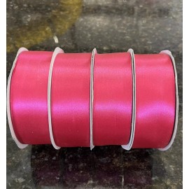 Unbranded 4 Rolls Begonia Pink 50 YD ROLL DOUBLE FACE SATIN RIBBON 1 1/2"