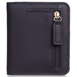 Gostwo Womens Rfid Blocking Small Compact Bifold Leather Pocket Wallet Ladies Mini Purse with ID Window(Black)