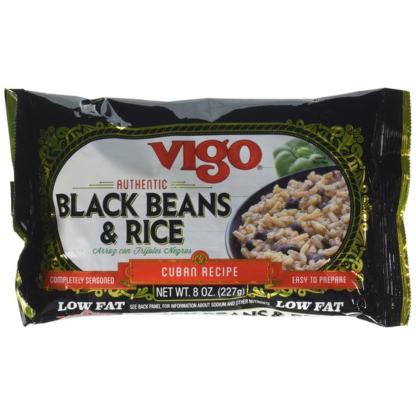 Vigo Authentic Black Beans & Rice, Low Fat, 8oz (Black Beans & Rice, Pack of 4)