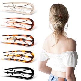 Tyqour 5Pcs French Hair Clips, U Shaped French Hair Pins, No Slip Hair Fork, French Pin, French Twist Clips For Women Girls