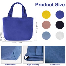 Pertion 6 Pack Small Canvas Tote Bags, Cute Bags with Handles Reusable Sturdy Little Gift Bags for Small Items, 9 x 8 x 4 inches