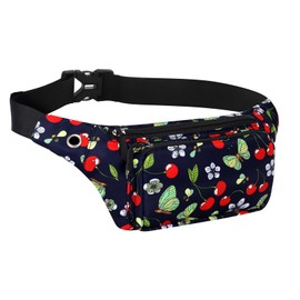 HAWEE Sports Bum Bag Unisex Lightweight Belt Bag Waist Bag Multicoloured with Adjustable Belt and Headphone Jack for Women Men Outdoor Travel Hiking Jogging Cycling Running, cherry