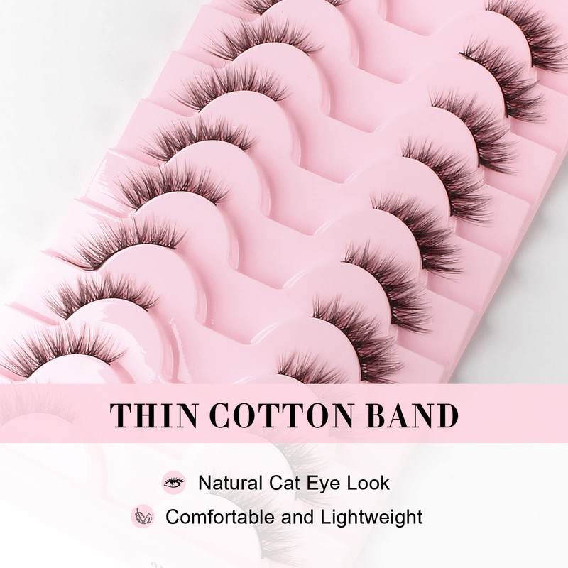Glowing Win Half Eyelashes, Natural Artificial Eyelashes, 10 Pairs, Cat