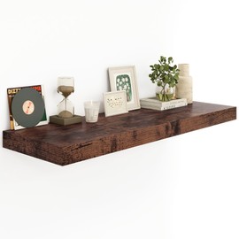 12" Deep Bathroom Floating Shelves for Wall Shelf Over Toilet Wall Mounted Farmhouse Long 55 inches Set of 1, Farmhouse Shelves with Invisible Brackets for Living Room, Kitchen, Bedroom,Rustic Brown