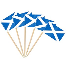 AhfuLife Pack of 200 Scotland Toothpick Flags, Scottish Decorative Flag, Small Mini Toothpick for 2025 Euro Eurovision Song Contest, Olympic Cupcake Topper, Toothpick, Cocktail, Party Decoration, Pub