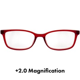 Birdz Eyewear BPA Free Non Carcinogenic Readers Red Frame with Clear Lens 2.0 Magnification