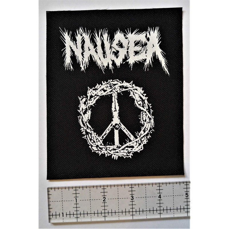 Chat Noir Nausea Patch, 1 Rectangular Black Fabric Sew-On Patch