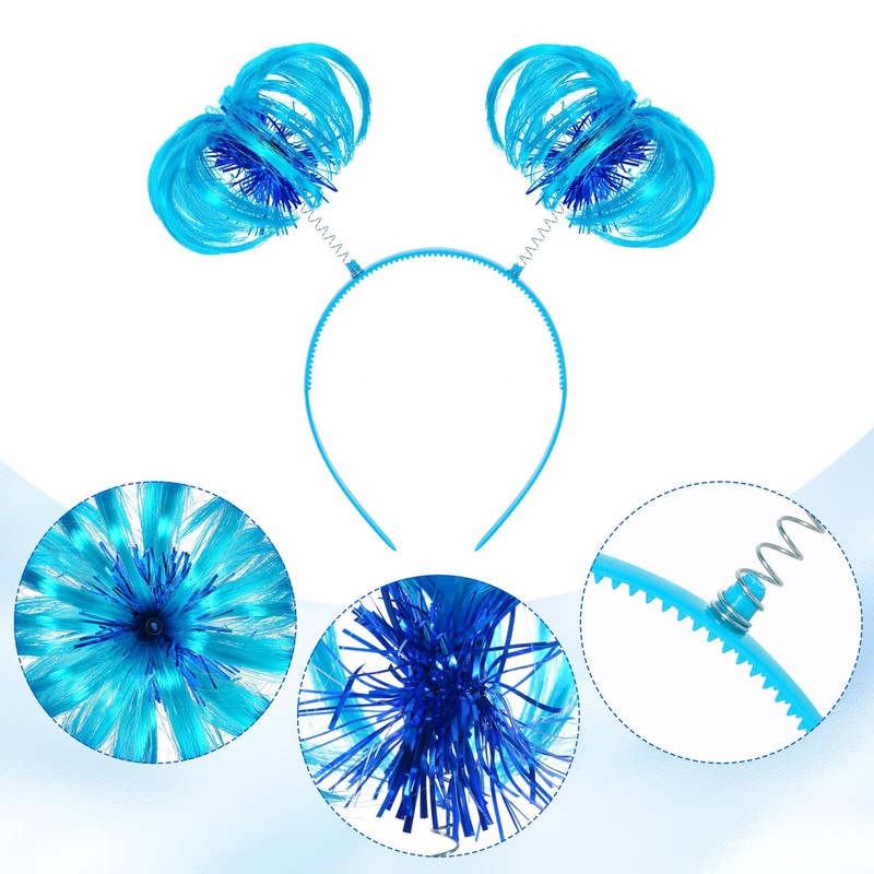 2 Pcs Ponytail Headband Blue Feathers Hair Wig Headwear Accessory