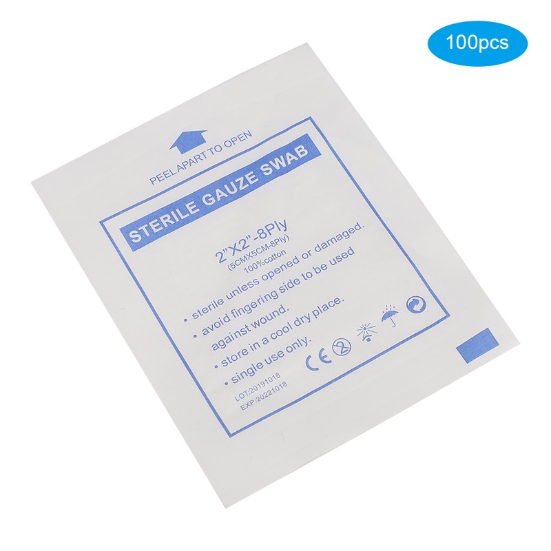 100pcs 5 x 5cm Medical Purified Gauze Wound Dressing Sterile