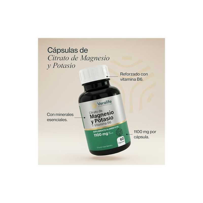Veralife Citrato Magnesio Potasio Capsulas 1100