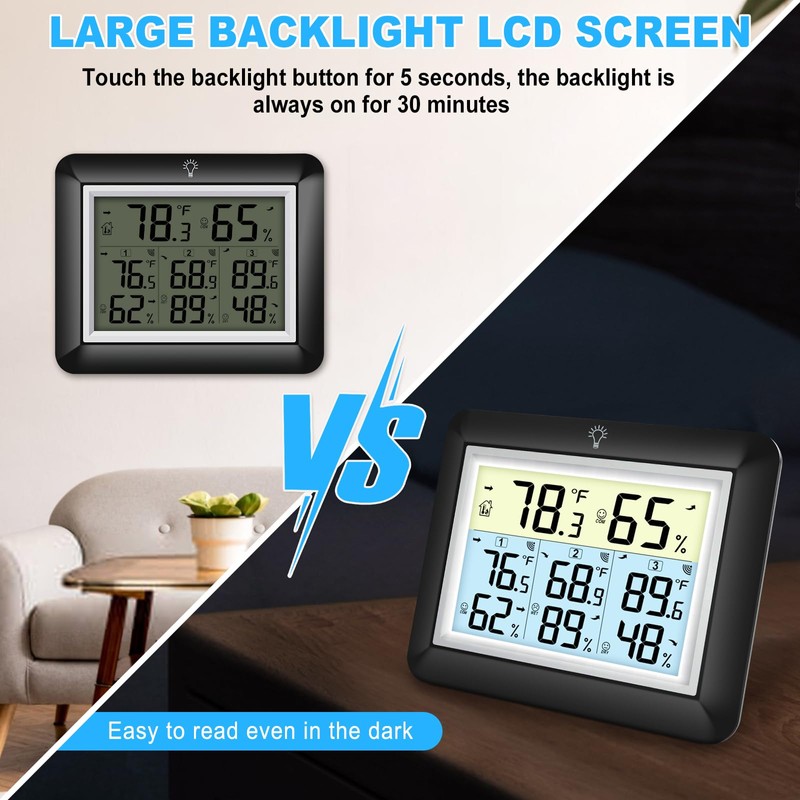 Urageuxy Wireless Indoor Outdoor Thermometer Hygrometer, Digital Temperature and Humidity