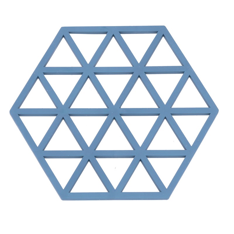 5pcs Table Mats Geometric Hex Shape Hollow Silicone Blue Insulation
