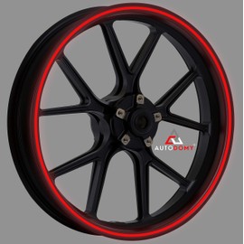 Autodomy Rim Sticker Reflective Complete Set for 2 Wheels from 15 to 19 Inch Sport Design Rims Sticker Motorcycle Tuning (Reflective Red, Width 7 mm)