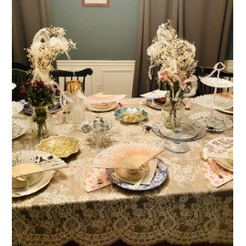 ShinyBeauty Lace Tablecloth White Table Cloths Rectangle 60 x 120 Inch Wedding Tablecloth Christmas Tablecloth Linen Tablecloths Rectangular Classic Lace Fabric for Party(White-013)