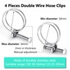 4 Pieces Double Wire Hose Clips Adjustable Stainless Steel Hose