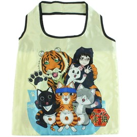 Yasuda Tsusho Red Cat Ramen Eco Bag with Storage Pouch, Gathering RA Eco Bag 01, Approx. H 14.8 x W 17.9 inches (37.5 x 45.5 cm)