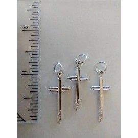 Catholic Lot of 3 Small Crucifixes Rosary Crosses Italy Religious Silver Plated