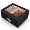 Cigar Humidor, Spanish Cedar Wood Cigar Desktop Box, Glass Top