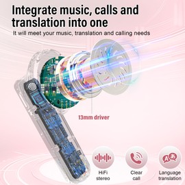 AI Voice Translator Headphones, 3-in-1 Real Time Translator Earphones with 164 Languages, ENC Noise Reduction, 5 Translation Modes Bluetooth 5.3 Headphones in Ear with App for Learning/Travel/Business