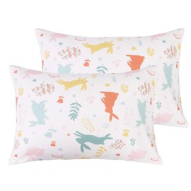 NTBAY 2 Pack 100% Natural Jersey Cotton Toddler Pillowcases, Super Soft and Breathable Thick Fabric Travel Pillow Cases with Envelope Closure for Nursery, 13x18 Inches, Rabbits