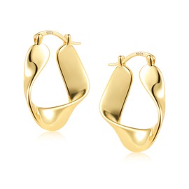 Gold Hoop Earrings for Women, Gold Chunky Twisted Hoop Earrings Hypoallergenic Twisted Hoop Earrings Small Glossy Huggie Hoop Earrings Trendy Jewelry Gift for Women Girls