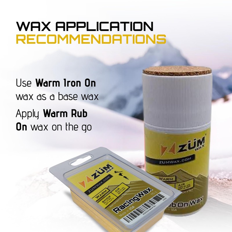 ZUMWax Iron-On Ski/Snowboard/Nordic/Cross-Country Wax, 140g, WARM Temp, long-lasting, secret vanilla