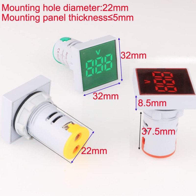 Gebildet 22 mm AC 60V-500V Voltmeter Monitor, Voltage Display Digital