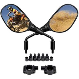 Coolboyer 1Pair Motorcycle Rear View Mirrors -360 Degrees Ball-Type Adjustment-with 8mm 10mm Threaded Bolt, 7/8" Handle Bar Mount Clamp for Polaris, Honda,Yamaha, Kawasaki, Suzuki, Snowmobile