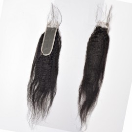 2x6 Kinky Straight Lace Closure Brazilian Human Hair Coarse Italy Yaki Closure 6x2 Frontal For Black Women Pre Plucked Natural Black (2x6 kinky straight closure, 20inch)