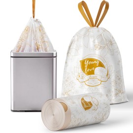 VOK 13 Gallon Trash Bags with Lemon Print & Drawstring, Tear-Resistant Tall Kitchen Garbage Bags, Heavy-Duty Kitchen Trash Bags for Home, 50 Counts