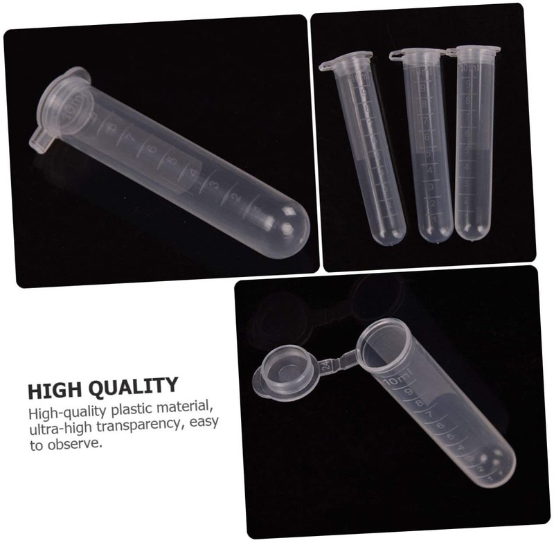 CATIEBYE 200pcs 10ml Plastic Centrifuge Tubes with for Scientific Experiments