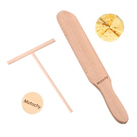 Small Wooden Crepe Spatula and crepe spreader Wooden Spatula Set Perfect Size to Fit Medium Crepe Pan 100% Natural Beechwood Crepe Spreader and Spatula for Cooking (m01)