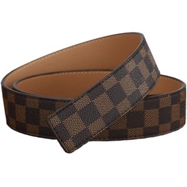 Classic Plaid Men's Belt Gold Silver Black Buckle Leather Belts 1.5" Accessory For Casual & Dress and Jeans (Black Buckle Brown Belt, waist size 36-38)