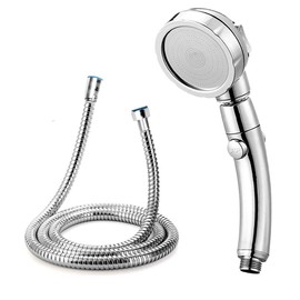 GENMAIGOU Modern 3-Setting Detachable Shower Head with 59-Inch Hose, High Pressure Water Saving, 360 Rotating Adjustable Handheld Shower Head with ON/OFF Switch and 3 Spray Modes, Chrome Finish